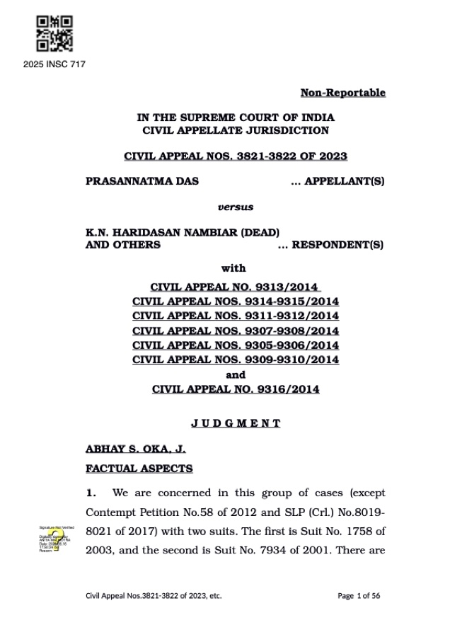 First page of the Supreme Court of India judgment 2025 INSC 717